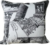 Kussani Cushion Cover Black on White Tradition Rear 50cm x 50cm K119
