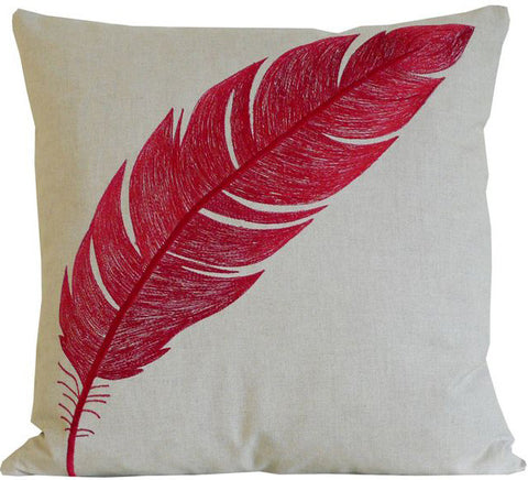 Kussani Cushion Cover Red Natural Feather 45cm x 45cm K407